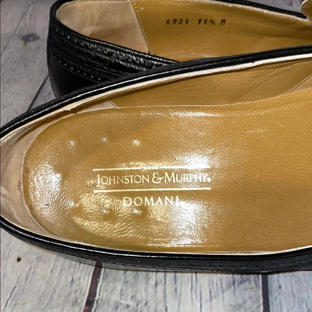 Johnston & Murphy Mens Black Leather Tassel Oxfords Slip-Ons size 11 1/2